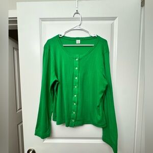 LESET Green Lightweight Button-Front Cardigan